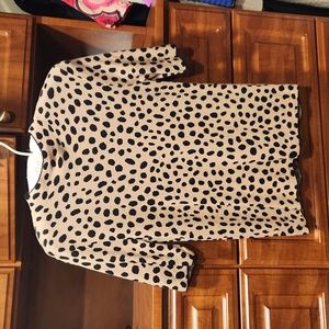 Ann Taylor Leopard Print Short Sleeve Turtleneck Sweater